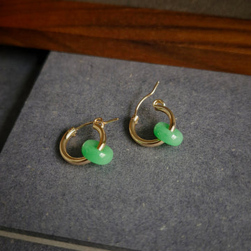 Myanmar Jade Leverback Hoop Earrings / 14k Gold-filled #2