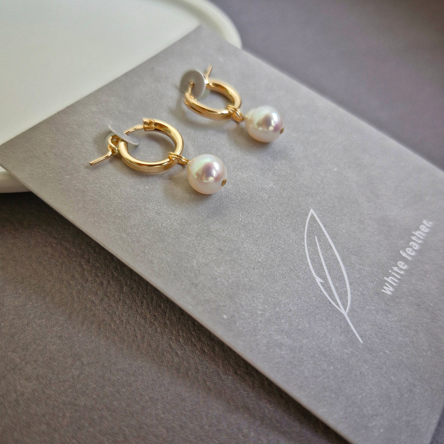 Freshwater Pearl Leverback Hoop Earrings / 14k Gold-filled #1