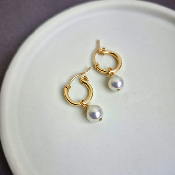 Freshwater Pearl Leverback Hoop Earrings / 14k Gold-filled #2