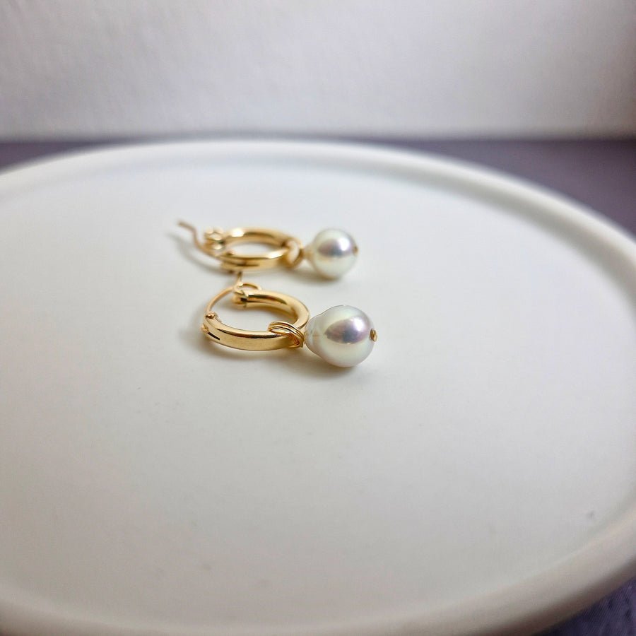 Freshwater Pearl Leverback Hoop Earrings / 14k Gold-filled #2