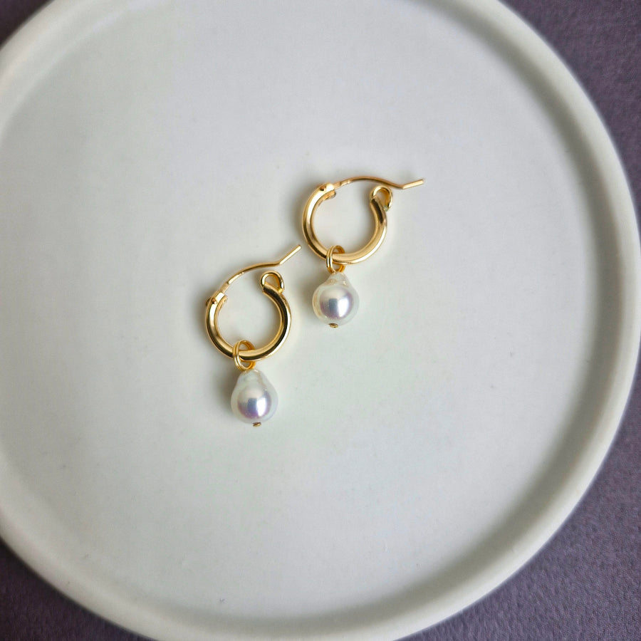 Freshwater Pearl Leverback Hoop Earrings / 14k Gold-filled #2