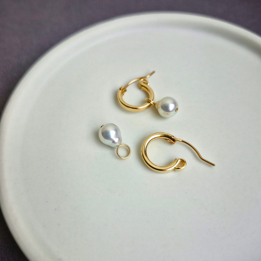 Freshwater Pearl Leverback Hoop Earrings / 14k Gold-filled #2