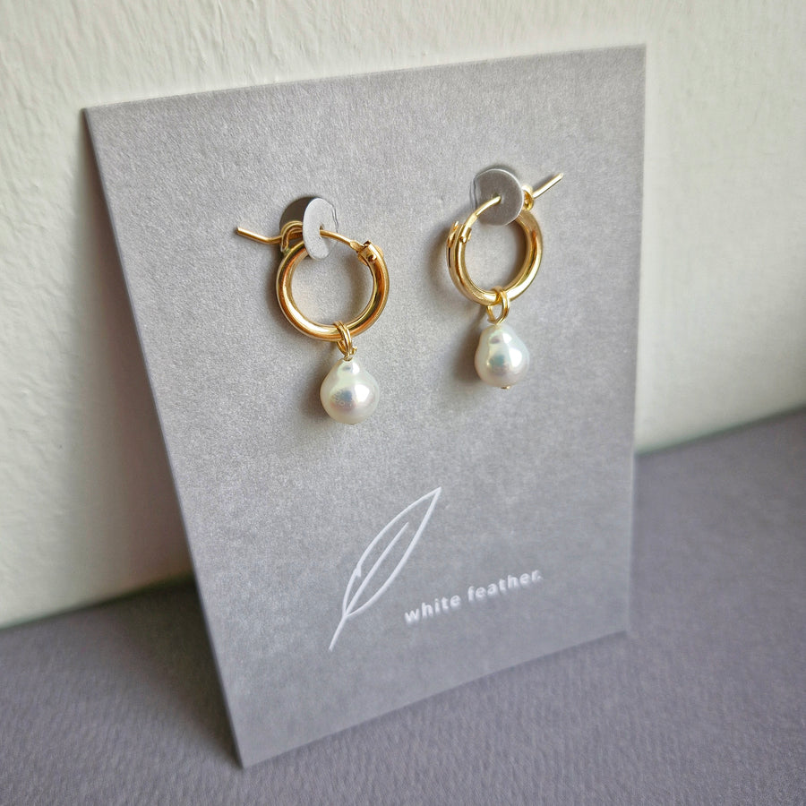 Freshwater Pearl Leverback Hoop Earrings / 14k Gold-filled #2