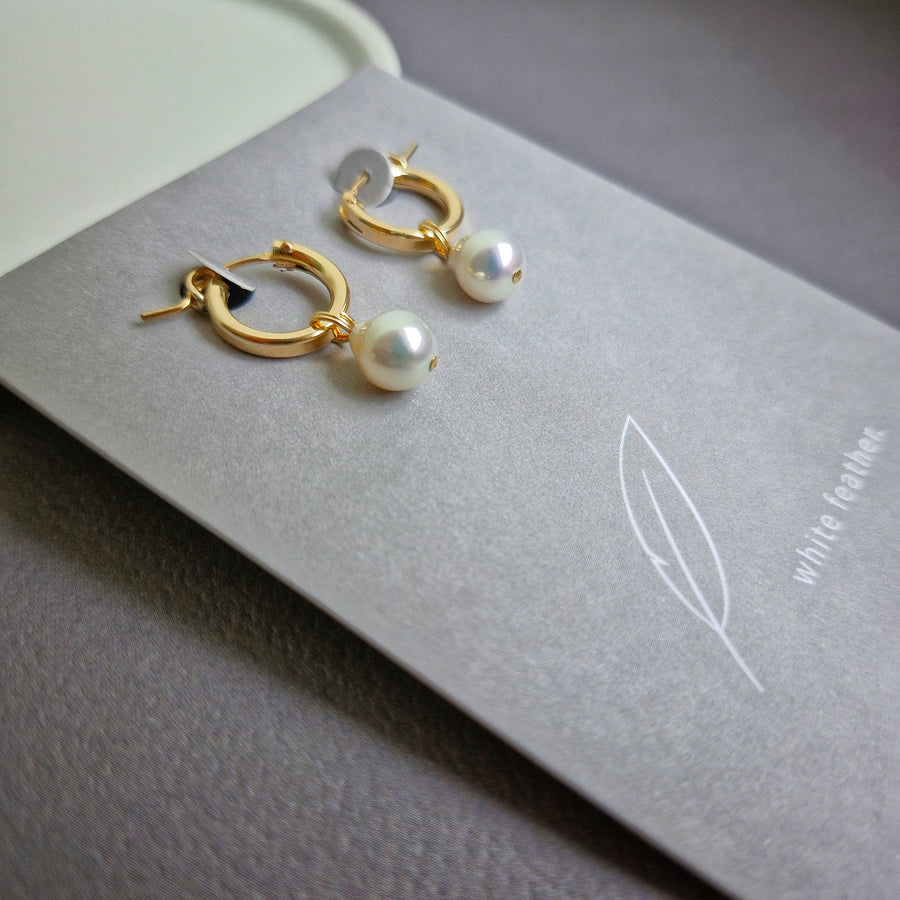 Freshwater Pearl Leverback Hoop Earrings / 14k Gold-filled #2