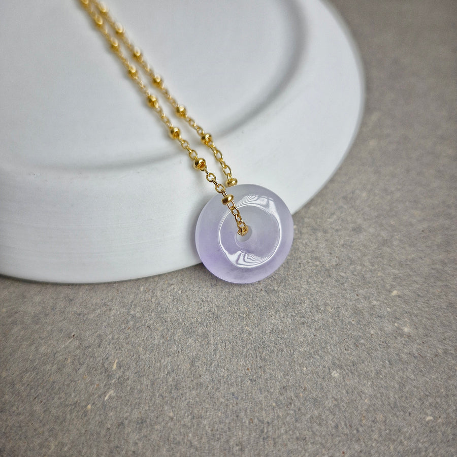 Lavender Jade Donut Necklace | 14k Gold-filled