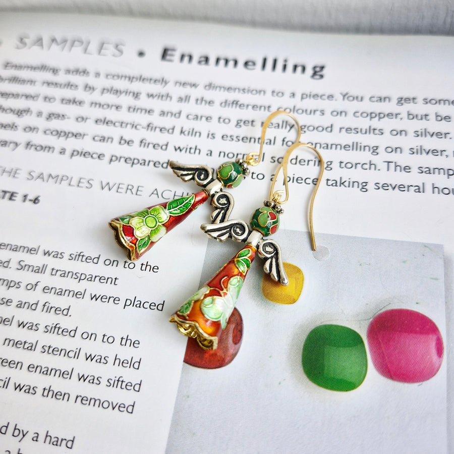 Angel Earrings / Cloisonne