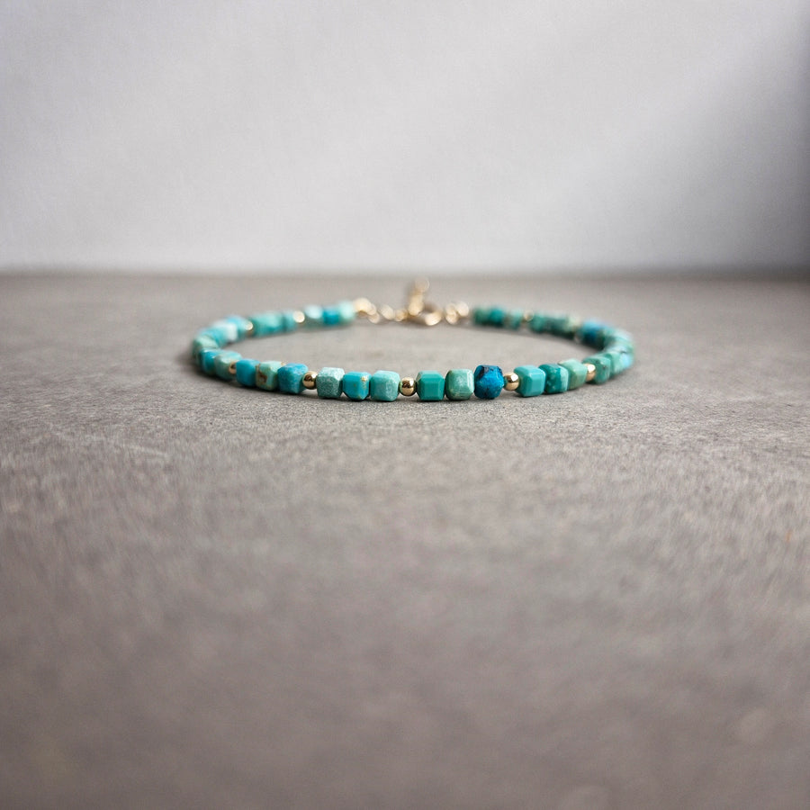 Turquoise Cube Bracelet / 14k Gold-filled