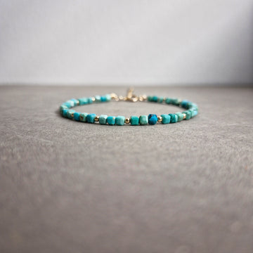 Turquoise Cube Bracelet / 14k Gold-filled