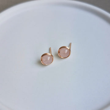 Rose Quartz Earstuds (Medium) / 14k Gold-filled