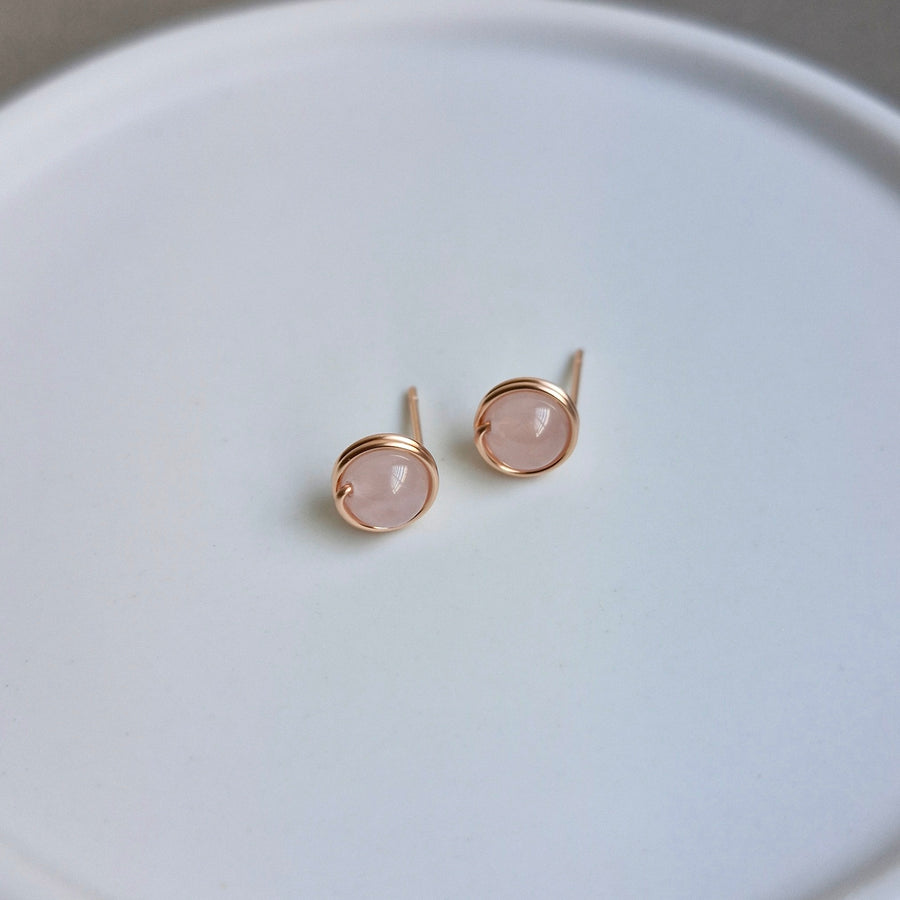 Rose Quartz Earstuds (Medium) / 14k Gold-filled