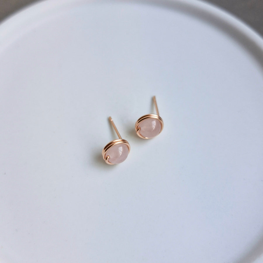 Rose Quartz Earstuds (Medium) / 14k Gold-filled