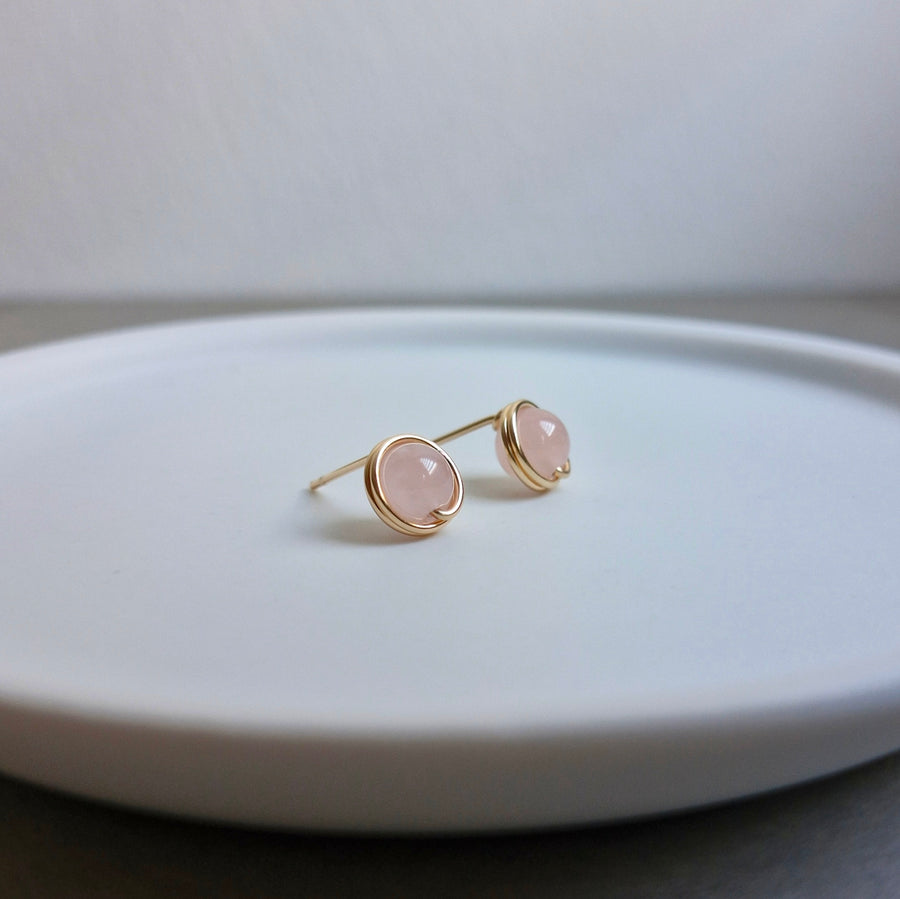 Rose Quartz Earstuds (Medium) / 14k Gold-filled