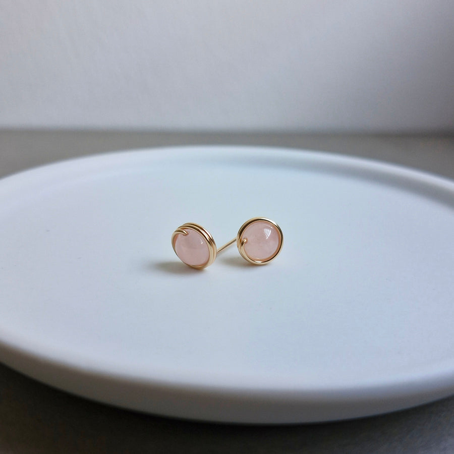 Rose Quartz Earstuds (Medium) / 14k Gold-filled