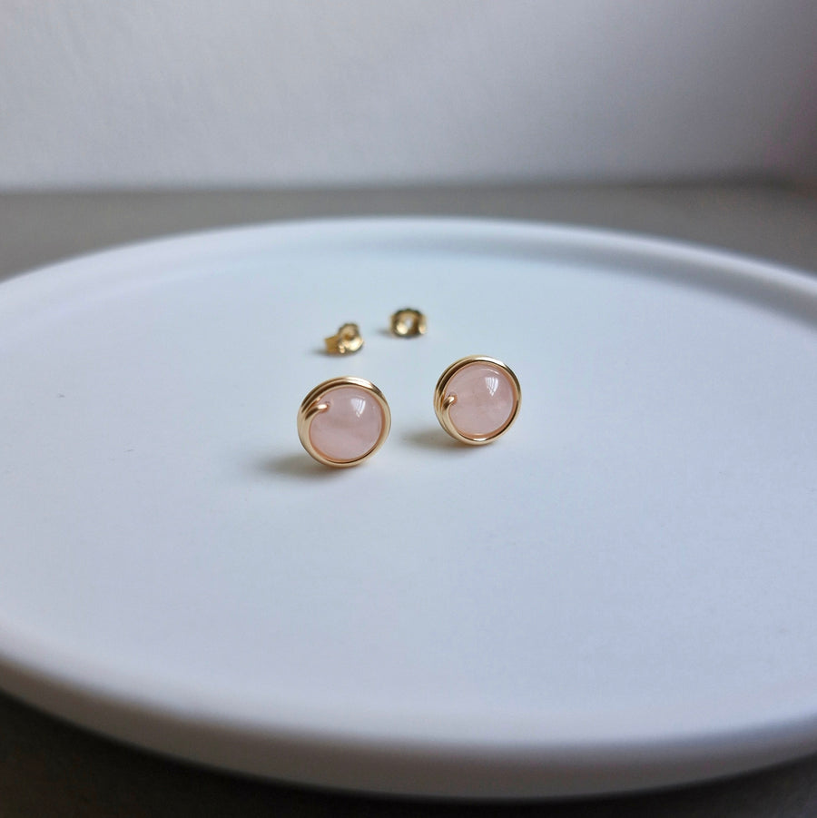 Rose Quartz Earstuds (Medium) / 14k Gold-filled