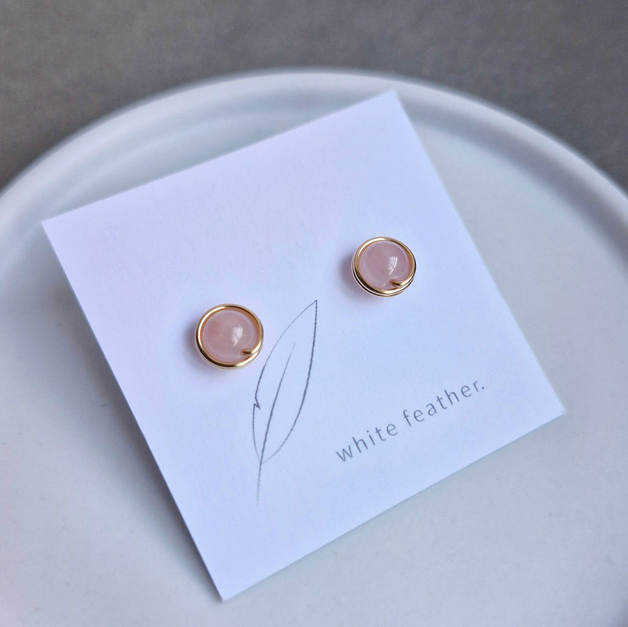 Rose Quartz Earstuds (Medium) / 14k Gold-filled