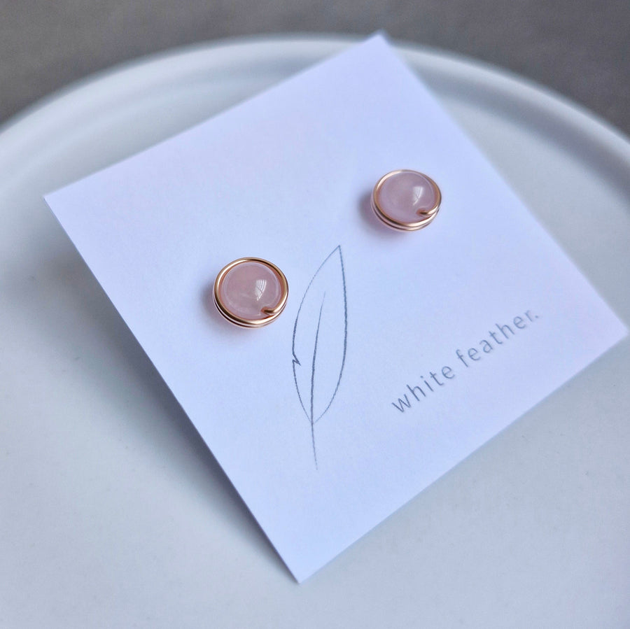 Rose Quartz Earstuds (Medium) / 14k Gold-filled