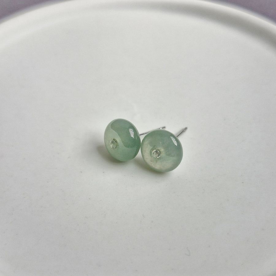 Jade Donut Earstuds / Rhodium 925