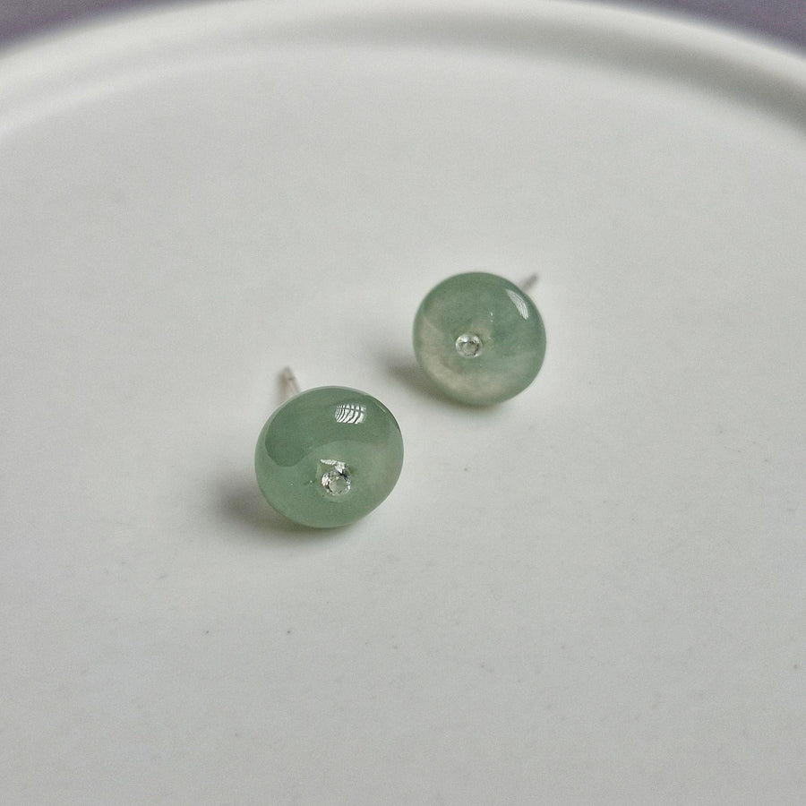 Jade Donut Earstuds / Rhodium 925