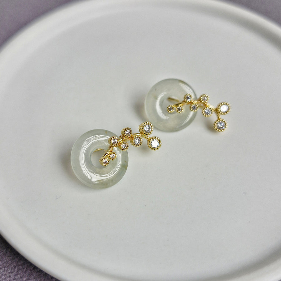 Dandelion Jade Earrings / 18k Gold-plate