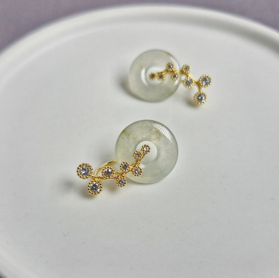 Dandelion Jade Earrings / 18k Gold-plate