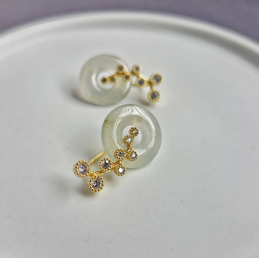 Dandelion Jade Earrings / 18k Gold-plate