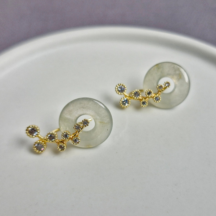 Dandelion Jade Earrings / 18k Gold-plate