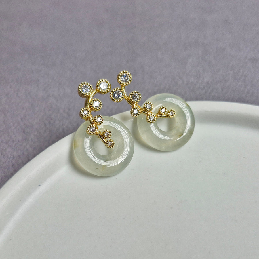 Dandelion Jade Earrings / 18k Gold-plate