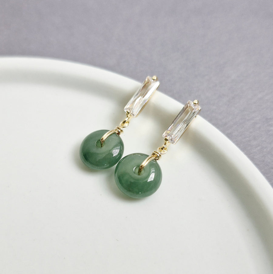 Blue Jade Donut Earrings / 18k Gold-plate