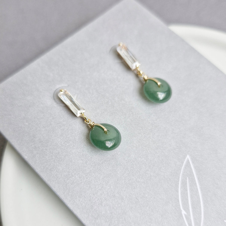 Blue Jade Donut Earrings / 18k Gold-plate