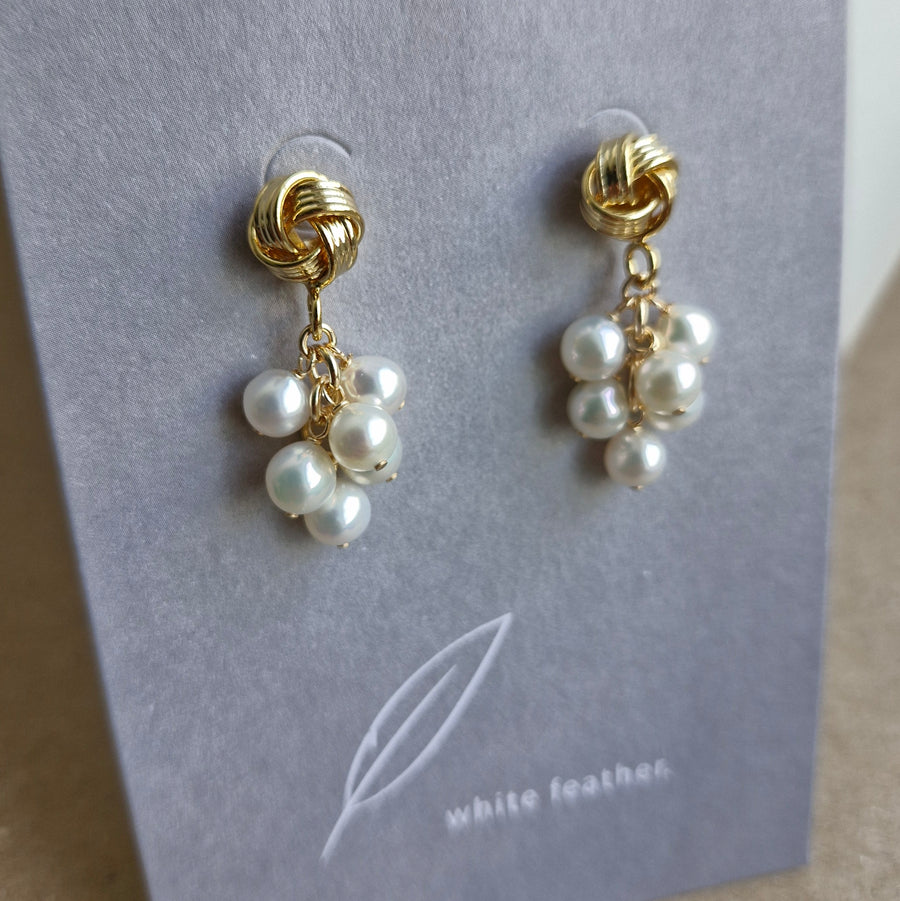 Freshwater Baroque Pearl Grape Cluster Earrings / 18k Gold-plate