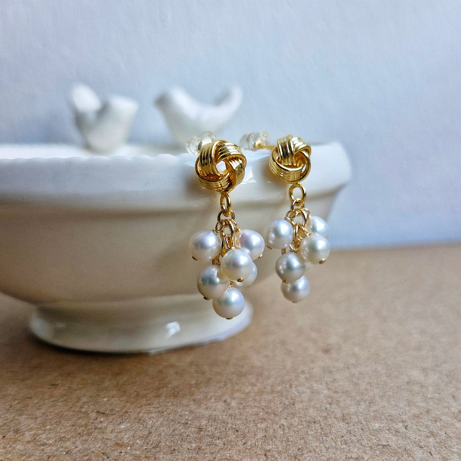 Freshwater Baroque Pearl Grape Cluster Earrings / 18k Gold-plate