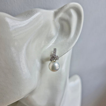 Freshwater Pearl Earrings / Rhodium Silver