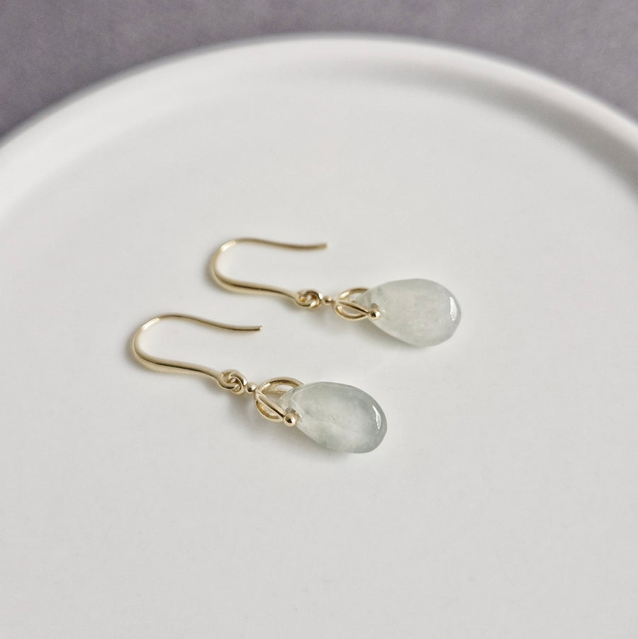 Ice Jade Teardrop Earrings / 18k Gold-plated