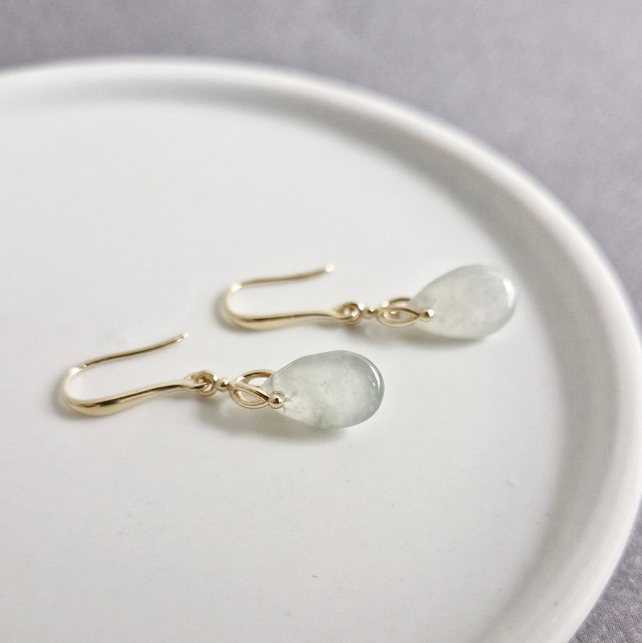 Ice Jade Teardrop Earrings / 18k Gold-plated