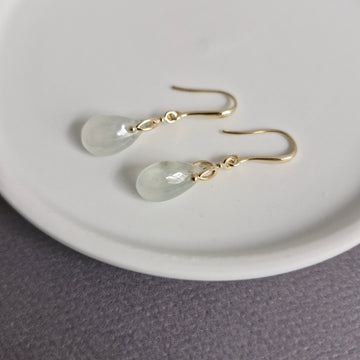 Ice Jade Teardrop Earrings / 18k Gold-plated