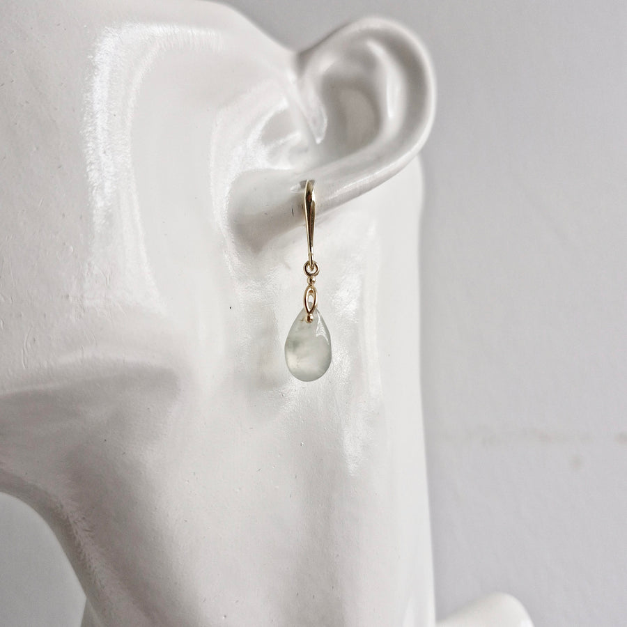 Ice Jade Teardrop Earrings / 18k Gold-plated