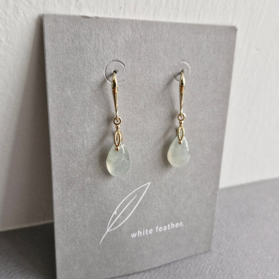 Ice Jade Teardrop Earrings / 18k Gold-plated