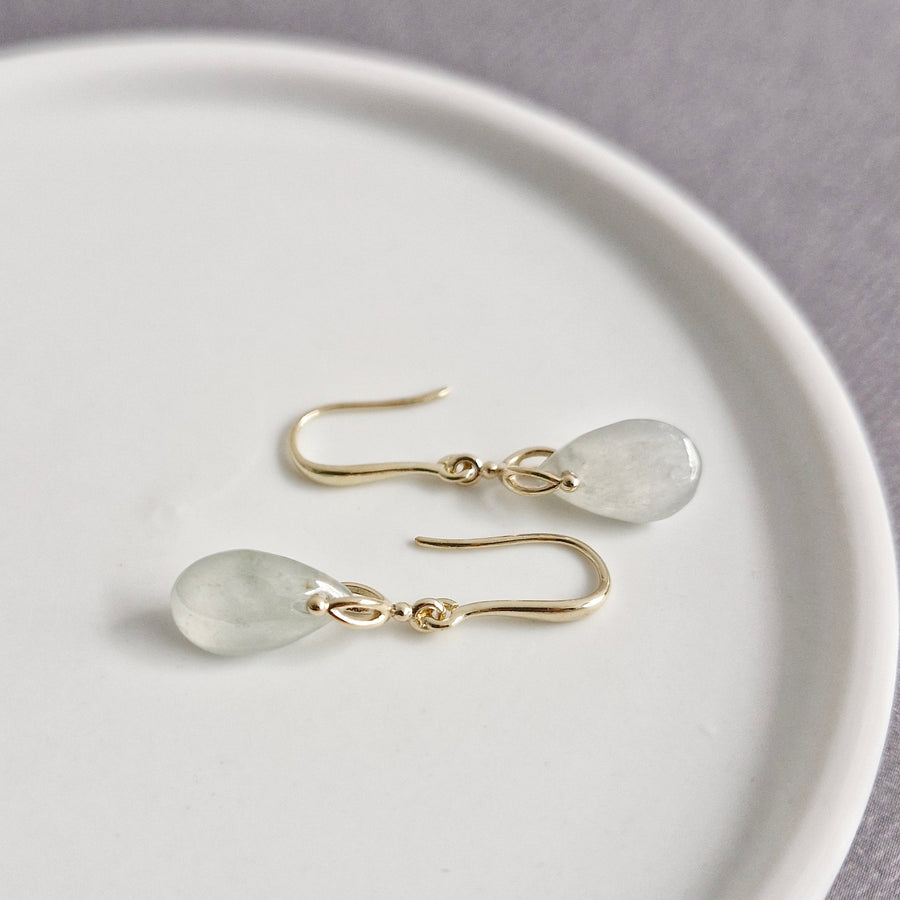 Ice Jade Teardrop Earrings / 18k Gold-plated