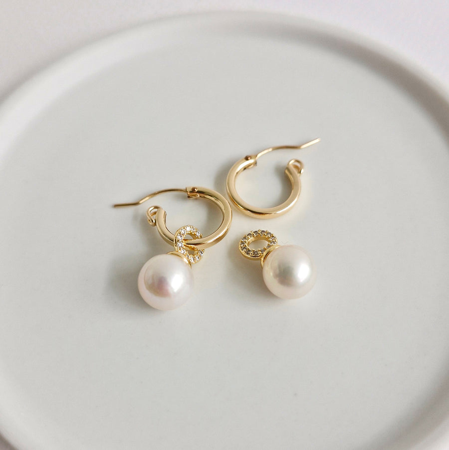 Freshwater Pearl Hoop Earrings / 14k Gold-filled Hoops