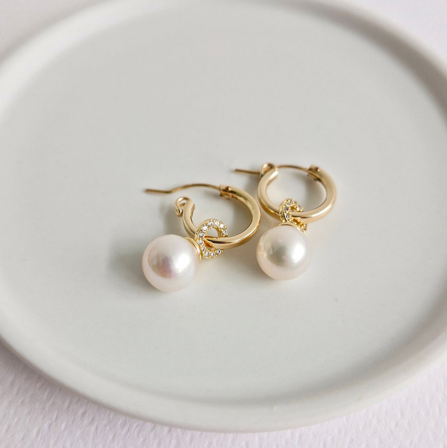 Freshwater Pearl Hoop Earrings / 14k Gold-filled Hoops